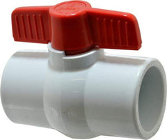 Legend Valve - 2" Pipe, Full Port, PVC Miniature Ball Valve - Inline - One Way Flow, Solvent x Solvent Ends, Tee Handle, 150 WOG - Exact Industrial Supply
