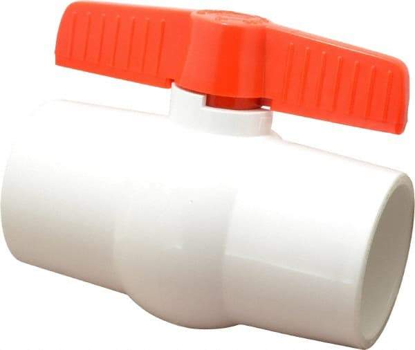 Legend Valve - 3" Pipe, Full Port, PVC Miniature Ball Valve - Inline - One Way Flow, Solvent x Solvent Ends, Tee Handle, 150 WOG - Exact Industrial Supply