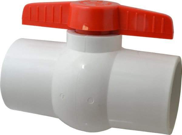 Legend Valve - 4" Pipe, Full Port, PVC Miniature Ball Valve - Inline - One Way Flow, Solvent x Solvent Ends, Tee Handle, 150 WOG - Exact Industrial Supply