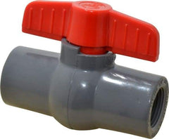Legend Valve - 3/4" Pipe, Full Port, PVC Miniature Ball Valve - Inline - One Way Flow, FNPT x FNPT Ends, Tee Handle, 150 WOG - Exact Industrial Supply