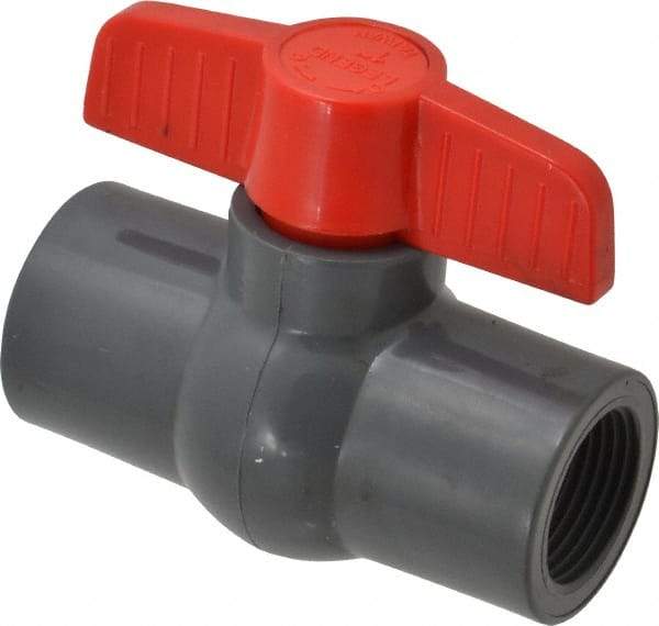 Legend Valve - 1" Pipe, Full Port, PVC Miniature Ball Valve - Inline - One Way Flow, FNPT x FNPT Ends, Tee Handle, 150 WOG - Exact Industrial Supply