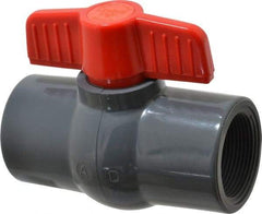 Legend Valve - 1-1/2" Pipe, Full Port, PVC Miniature Ball Valve - Inline - One Way Flow, FNPT x FNPT Ends, Tee Handle, 150 WOG - Exact Industrial Supply