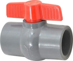 Legend Valve - 2" Pipe, Full Port, PVC Miniature Ball Valve - Inline - One Way Flow, FNPT x FNPT Ends, Tee Handle, 150 WOG - Exact Industrial Supply