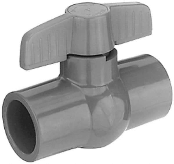 Legend Valve - 1-1/4" Pipe, Full Port, PVC Miniature Ball Valve - Inline - One Way Flow, Solvent x Solvent Ends, Tee Handle, 150 WOG - Exact Industrial Supply
