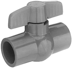 Legend Valve - 1-1/4" Pipe, Full Port, PVC Miniature Ball Valve - Inline - One Way Flow, Solvent x Solvent Ends, Tee Handle, 150 WOG - Exact Industrial Supply