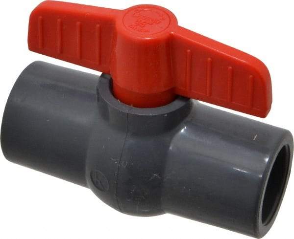 Legend Valve - 3/4" Pipe, Full Port, PVC Miniature Ball Valve - Inline - One Way Flow, Solvent x Solvent Ends, Tee Handle, 150 WOG - Exact Industrial Supply