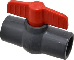 Legend Valve - 3/4" Pipe, Full Port, PVC Miniature Ball Valve - Inline - One Way Flow, Solvent x Solvent Ends, Tee Handle, 150 WOG - Exact Industrial Supply