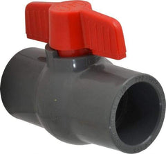 Legend Valve - 1-1/2" Pipe, Full Port, PVC Miniature Ball Valve - Inline - One Way Flow, Solvent x Solvent Ends, Tee Handle, 150 WOG - Exact Industrial Supply