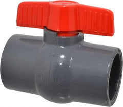 Legend Valve - 2" Pipe, Full Port, PVC Miniature Ball Valve - Inline - One Way Flow, Solvent x Solvent Ends, Tee Handle, 150 WOG - Exact Industrial Supply