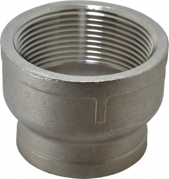 Merit Brass - 2-1/2 x 2" Grade 316 Stainless Steel Pipe Reducer Coupling - FNPT x FNPT End Connections, 150 psi - Exact Industrial Supply