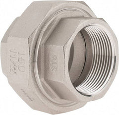 Merit Brass - 1-1/2" Grade 316 Stainless Steel Pipe Union - FNPT x FNPT End Connections, 150 psi - Exact Industrial Supply