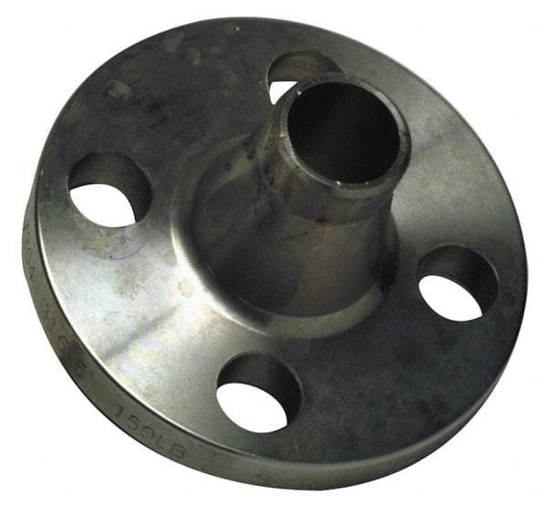 Merit Brass - 1" Pipe, 4-1/4" OD, Stainless Steel, Weld Neck Pipe Flange - 3-1/8" Across Bolt Hole Centers, 5/8" Bolt Hole, 150 psi, Grades 316 & 316L - Exact Industrial Supply
