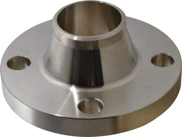 Merit Brass - 2" Pipe, 6" OD, Stainless Steel, Weld Neck Pipe Flange - 4-3/4" Across Bolt Hole Centers, 3/4" Bolt Hole, 150 psi, Grades 316 & 316L - Exact Industrial Supply