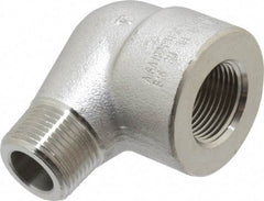 Merit Brass - 3/4" Grade 316/316L Stainless Steel Pipe 90° Street Elbow - FNPT x MNPT End Connections, 3,000 psi - Exact Industrial Supply
