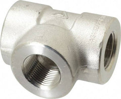 Value Collection - 1" Grade 316/316L Stainless Steel Pipe Tee - FNPT x FNPT x FNPT End Connections, 3,000 psi - Exact Industrial Supply