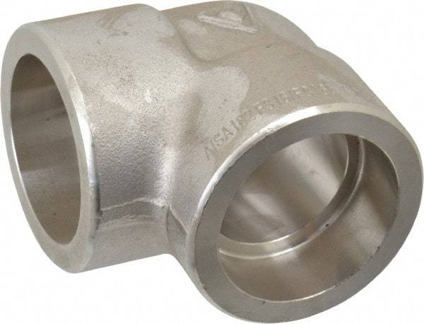 Merit Brass - 1-1/4" Grade 316 Stainless Steel Pipe 90° Elbow - Socket Weld x Socket Weld End Connections, 3,000 psi - Exact Industrial Supply