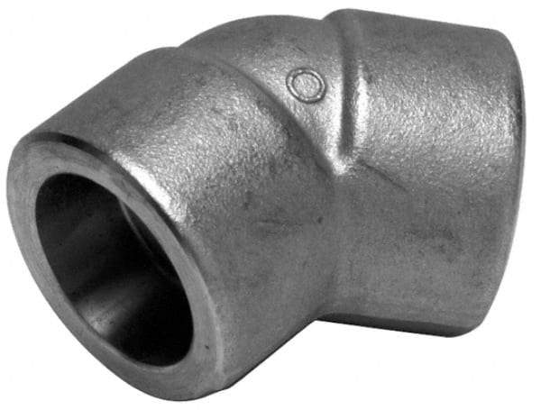 Merit Brass - 2" Grade 316 Stainless Steel Pipe 45° Elbow - Socket Weld x Socket Weld End Connections, 150 psi - Exact Industrial Supply