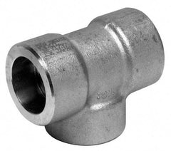 Merit Brass - 1-1/4" Grade 316/316L Stainless Steel Pipe Tee - Socket Weld x Socket Weld x Socket Weld End Connections, 3,000 psi - Exact Industrial Supply