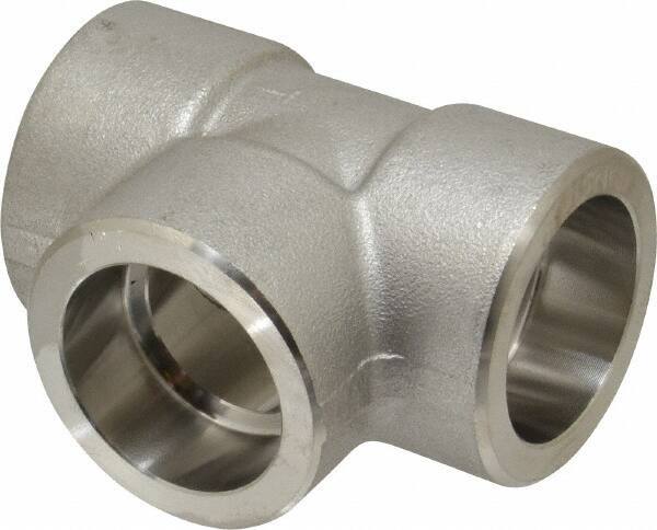 Merit Brass - 1" Grade 316/316L Stainless Steel Pipe Tee - Socket Weld x Socket Weld x Socket Weld End Connections, 3,000 psi - Exact Industrial Supply