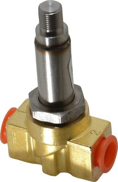 Parker - 1/4" Port, Brass Solenoid Valve - Closed, FKM Seal - Exact Industrial Supply