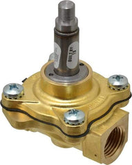 Parker - 1/2" Port, Brass Solenoid Valve - Closed, NBR Seal - Exact Industrial Supply