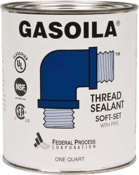 Federal Process - 1 Qt Flat Top Can Blue/Green Easy Seal Applicator with Gasoila Soft-Set - 600°F Max Working Temp - Exact Industrial Supply