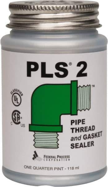 Federal Process - 1/4 Pt Brush Top Can Gray Federal PLS-2 Premium Thread & Gasket Sealant - 600°F Max Working Temp - Exact Industrial Supply