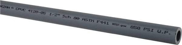Made in USA - 1/2" Pipe, 60" Long CPVC Unthreaded Plastic Pipe Nipple - 850 Max psi, 0.528" ID x 0.84" OD, Schedule 80, Gray - Exact Industrial Supply