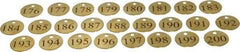 Value Collection - 1-1/4" High x 1-1/4" Long, 176 to 200, English Safety & Facility Numbered Tag - 1 Side, Brass - Exact Industrial Supply
