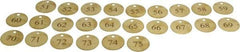 Value Collection - 1-1/2" High x 1-1/2" Long, 51 to 75, English Safety & Facility Numbered Tag - 1 Side, Brass - Exact Industrial Supply