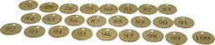 Value Collection - 1-1/2" High x 1-1/2" Long, 76 to 100, English Safety & Facility Numbered Tag - 1 Side, Brass - Exact Industrial Supply