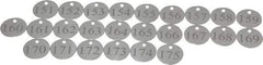 Value Collection - 1-1/4" High x 1-1/4" Long, 151 to 175, English Safety & Facility Numbered Tag - 1 Side, Aluminum - Exact Industrial Supply