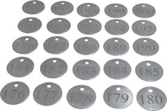 Value Collection - 1-1/4" High x 1-1/4" Long, 176 to 200, English Safety & Facility Numbered Tag - 1 Side, Aluminum - Exact Industrial Supply