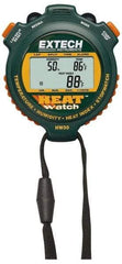 Extech - Digital Thermometer Stopwatch Clock - 8 Functions, 1/100 Sec Resolution, Green - Exact Industrial Supply