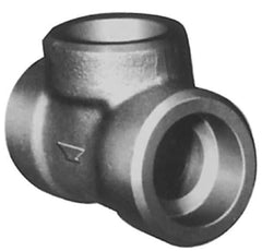 Made in USA - Size 2-1/2", Class 3,000, Forged Carbon Steel Black Pipe Tee - 3,000 psi, Socket Weld End Connection - Exact Industrial Supply