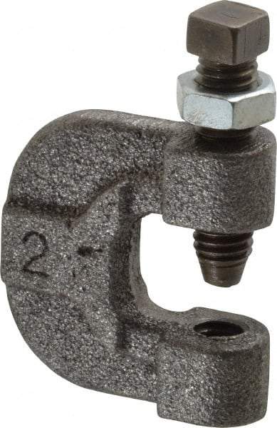 Made in USA - 3/4" Max Flange Thickness, 3/8" Rod C-Clamp with Locknut - 400 Lb Capacity, Ductile Iron - Exact Industrial Supply