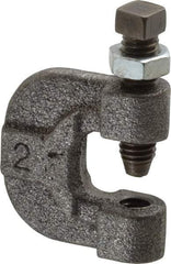 Made in USA - 3/4" Max Flange Thickness, 3/8" Rod C-Clamp with Locknut - 400 Lb Capacity, Ductile Iron - Exact Industrial Supply