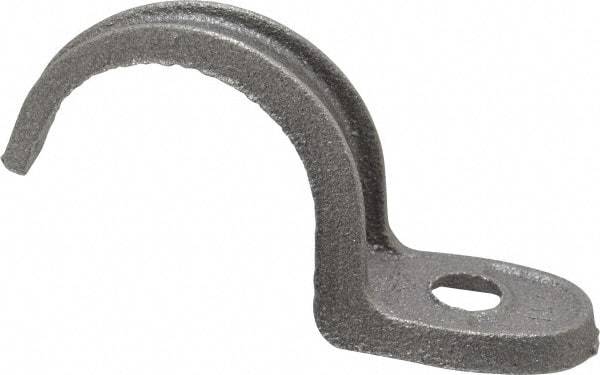 Made in USA - 1-1/2" Pipe, Malleable Iron, Black Plated" Pipe or Conduit Strap - 1 Mounting Hole - Exact Industrial Supply