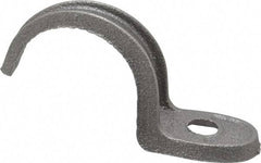 Made in USA - 1-1/2" Pipe, Malleable Iron, Black Plated" Pipe or Conduit Strap - 1 Mounting Hole - Exact Industrial Supply