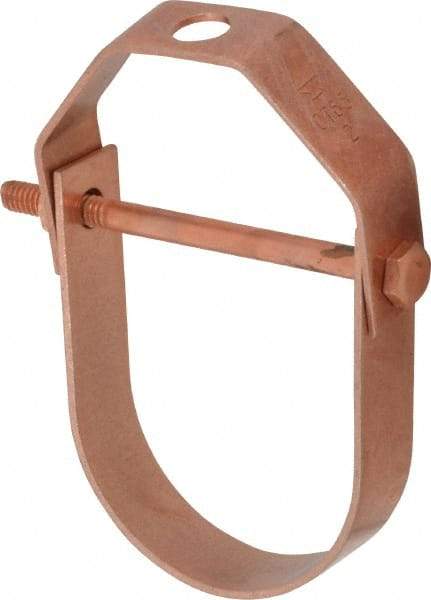 Value Collection - 2" Pipe, 3/8" Rod, Carbon Steel Adjustable Clevis Hanger - Copper Plated, 250 Lb Capacity - Exact Industrial Supply