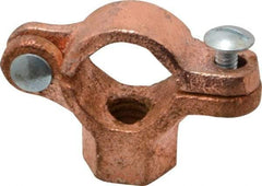Value Collection - 1/2" Pipe, 3/8" Rod, Copper Plated Split Clamp - 180 Lb Capacity, Malleable Iron - Exact Industrial Supply
