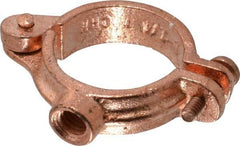 Value Collection - 1-1/4" Pipe, 3/8" Rod, Copper Painted Split Clamp - 180 Lb Capacity, Malleable Iron - Exact Industrial Supply