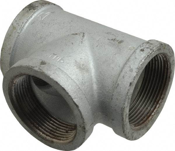 Made in USA - Class 150, 2-1/2" Galvanized Pipe Tee - Threaded, Malleable Iron - Exact Industrial Supply
