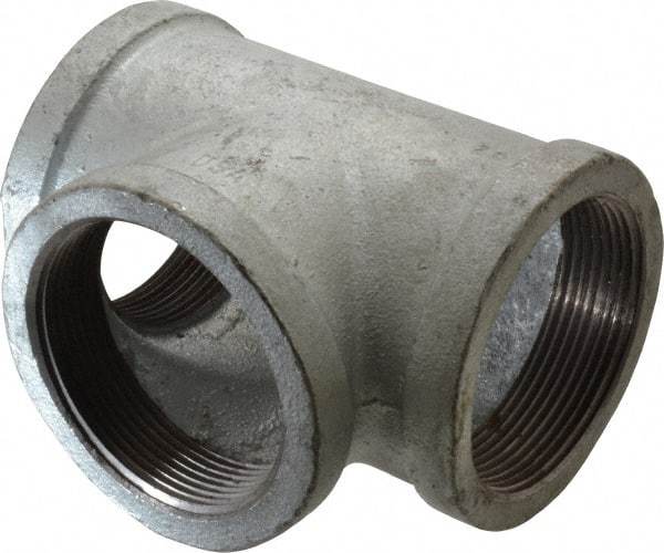 Made in USA - Class 150, 3" Galvanized Pipe Tee - Threaded, Malleable Iron - Exact Industrial Supply