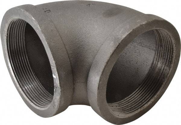 Made in USA - Size 4", Class 150, Malleable Iron Black Pipe 90° Elbow - 150 psi, Threaded End Connection - Exact Industrial Supply