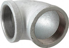 Made in USA - Class 150, 3" Galvanized Pipe 90° Elbow - Threaded, Malleable Iron - Exact Industrial Supply