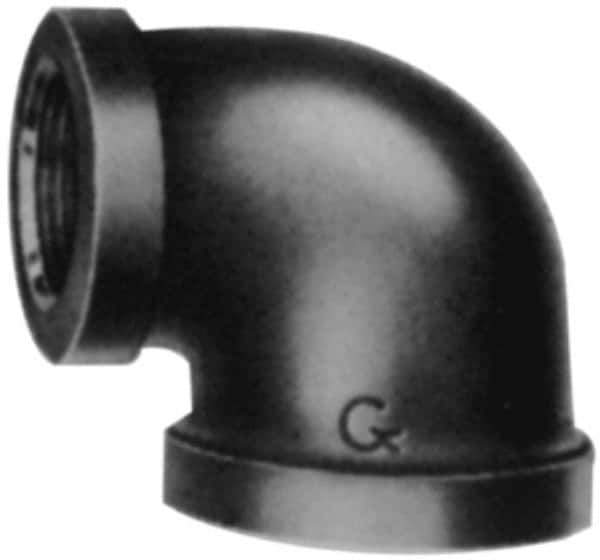 B&K Mueller - Size 1-1/4 x 3/4", Class 150, Malleable Iron Black Pipe 90° Reducing Elbow - 150 psi, Threaded End Connection - Exact Industrial Supply