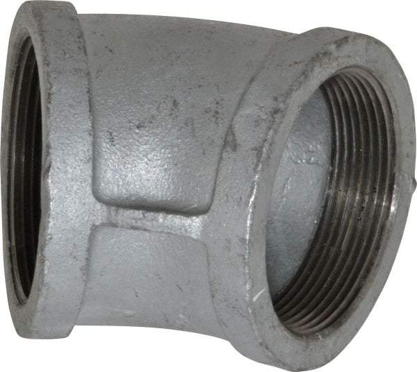 Made in USA - Class 150, 3" Galvanized Pipe 45° Elbow - Threaded, Malleable Iron - Exact Industrial Supply