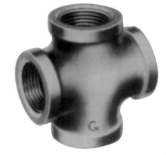 Made in USA - Size 3", Class 150, Malleable Iron Black Pipe Cross - 300 psi, Threaded End Connection - Exact Industrial Supply