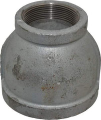 Made in USA - Class 150, 3 x 2" Galvanized Pipe Reducing Coupling - Threaded, Malleable Iron - Exact Industrial Supply